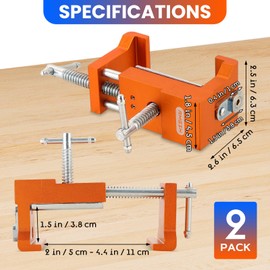 AMGSH Cabinet Clamps 2 Pack – Heavy Duty Face Frame Installation Clamps with Drill Guide, Quick and Precise Cabinet Frame Alignment, 4-3/8" Jaw Opening, Protective Pads Included (2 Pack, Orange)