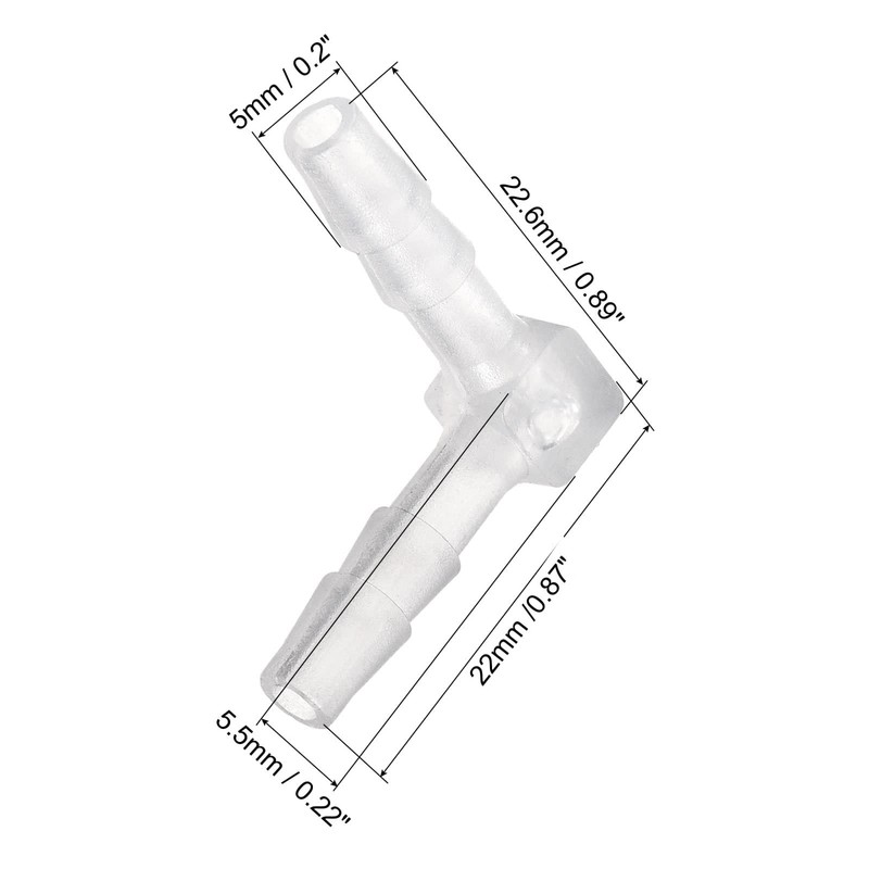TA-VIGOR 5Pcs Barb Hose Fitting, 5mm Hose Barb Dia 90