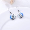 POPKIMI Wolf Earrings for Women Wolf Opal Moon S925 Sterling