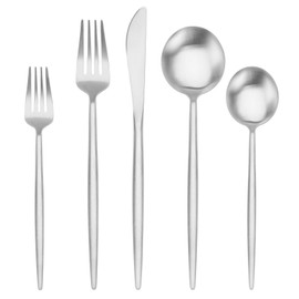 Matte Silverware Set BEGEEL,Satin Finish 20 Piece Stainless Steel Flatware Set,Service for 4,Metal Tableware Cutlery Set,Kitchen Dinnerware Utensils Sets for Home and Party,Dishwasher Safe
