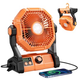 BINUYASHA Camping Fan With 8 Speeds, 10000mAh Battery Operated Fan With LED Lantern, Outdoor Portable Fans For Camping With Remote, Timing, Hook