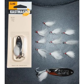 Acme Tackle 10 DRESSED BUCKTAIL "TEASER" LOOP WIRES-WHITE OR YELLOW (ACME TACKLE OEM PARTS) - YELLOW - 10 PK