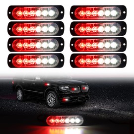 DIBMS LED Emergency Strobe Lights, 8x Red White 6 LED Strobe Warning Emergency Flashing Light Caution Construction Hazard Light Bar For Car Truck Van Off Road Vehicle ATV SUV Surface Mount