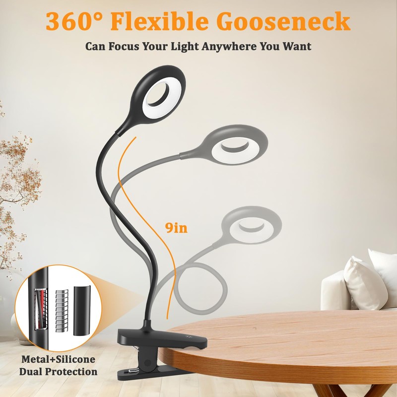 HECDSTLY 2 Pack Clip on Reading Light for Bed Headboard,