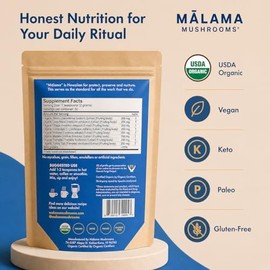 MALAMA MUSHROOMS Extracto En Polvo de 8 Hongos de Malama, Mezcla Orgánica de Hongos para El Cuerpo Con Melena de León, Reishi, Cordyceps, Chaga Y