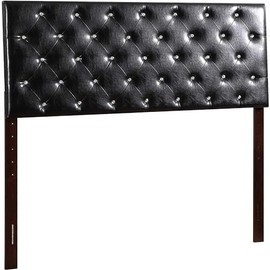HomeStock Victorian Elegance Full Headboard, Black - 56" x 3" x 41-53" - Adjustable Faux Leather Design for Dorm or Extra Room