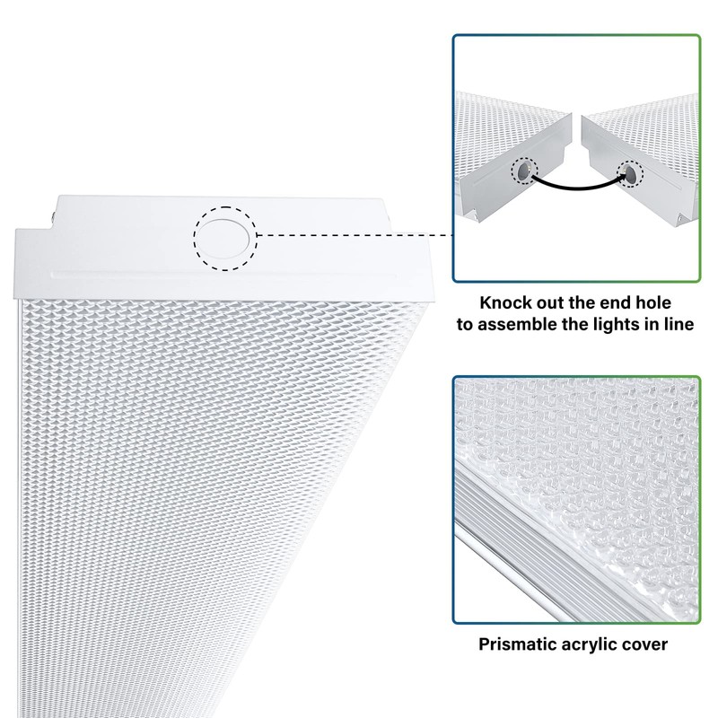 ANTLUX 4FT LED Wraparound 40W Shop Lights for Garage, 4400lm,