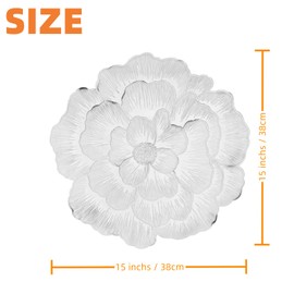 Fenyya Gold Round Placemat Set of 6 Modern Table Mats Floral White Washable Non-Slip Heat-Resistant Table Place Mats for Dinner Party Wedding Christmas Thanksgiving Holiday Decor (6, Silver)