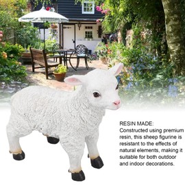 Jerliflyer 1Pcs Lamb Garden Statue,Sheep Hand Made Lifelike Garden Sculpture for Indoor Outdoor Decoration(Small Standing Posture