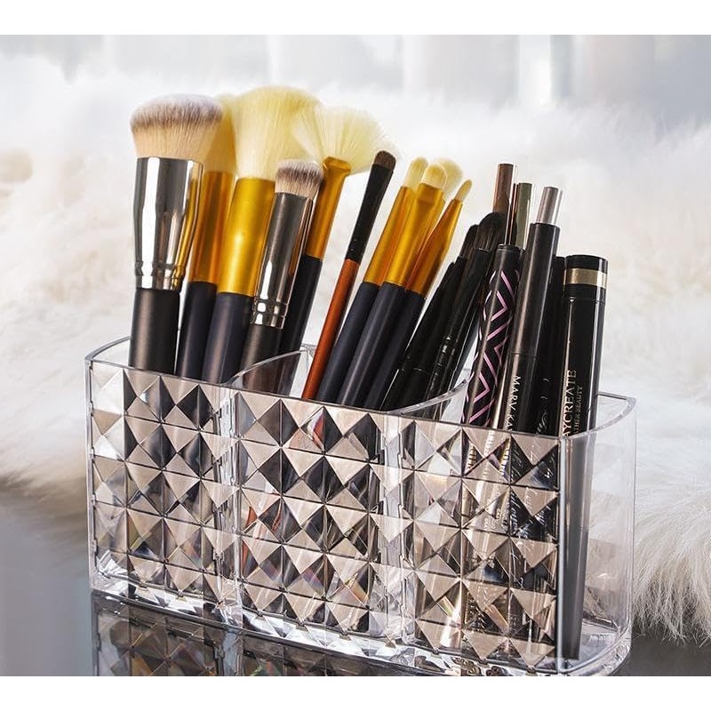 Acrylic Makeup Finger Nail Art Tool Organizer 3 Spaces For