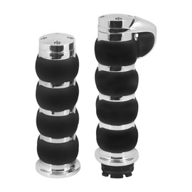 HDBUBALUS Rubber Hand Grips 1" Throttle Control 25mm Handlebar Grips Fit for Harley Sportster XL Dyna Softail Touring Street Glide Road King 1995-up Chrome
