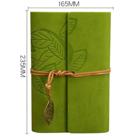 JJiaoLinin PU Leather Notebook, Refillable Diary Vintage Refillable Bound Beautiful Travel Diary A5 Notebooks Travel Journal Yellow Blank Paper Diary for Women Girls Boys Grass Green