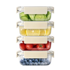 YSSOA Glass Meal Prep Containers with Lids, All Temp Food Storage Container,BPA-Free,Airtight Glass Lunch Boxes,Ideal for Lunch, Meal Prep & Leftovers,Microwave, Oven,Dishwasher Friendly,4 Packs