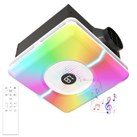 Bluetooth Bathroom Exhaust Fan, Ceiling Ventilation Fan with Night Light,230 CFM Powerful Quiet Ventilation,Color Adjustable Color Lighting (3000K-6500K),with 7-Color RGB Ambient