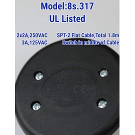 Coolneon - Interruptor de pie de apagado/encendido de 6 pies en el medio del cable de cierre, enchufe polarizado, AWG18 250 VAC cable de extensión para lámpara de pie, lámpara de mesa, árbol de