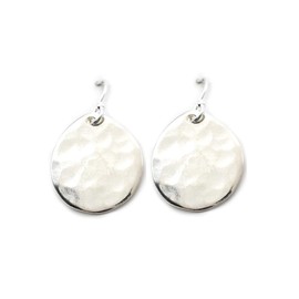 Sterling Silver Hammered Oval Disc Earrings
