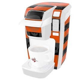 WraptorSkinz Decal Style Vinyl Skin compatible for Keurig K10 / K15 Mini Plus Coffee Makers Skull Stripes Orange (COFFEE MAKER NOT INCLUDED)