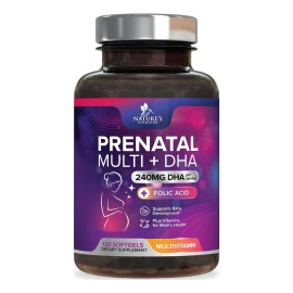 Vitaminas Prenatales Nature's Nutrition con DHA y Ácido Fólico 120 softgels