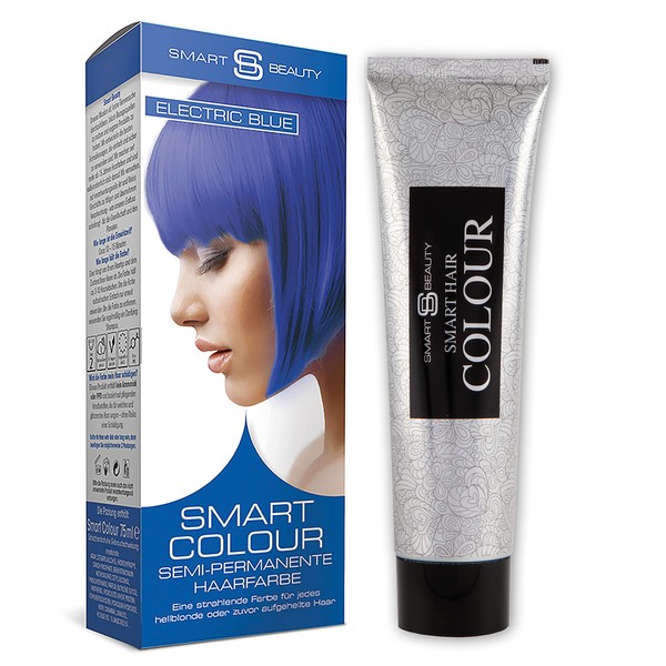 Smart Beauty Electric Blue Semi-Permanent Hair Dye, Radiant Blue Hair Colour for Bleached Hair, with Premixed Non-Drip Formulation, Vegan, Cruelty Free