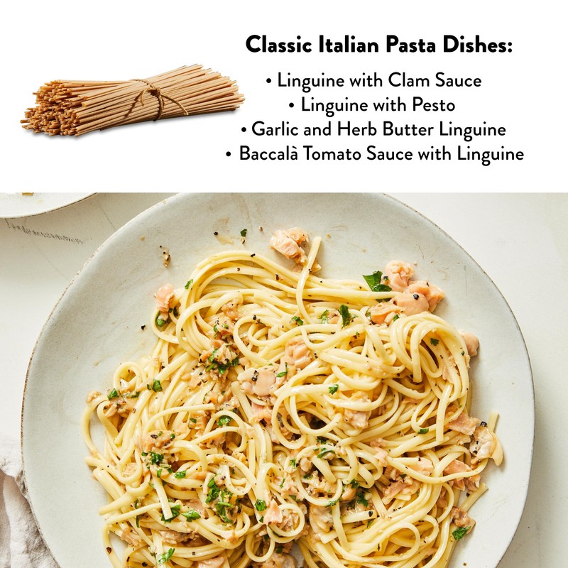 DeLallo Whole Wheat Linguine Pasta, 1 Pound Bag, (8 Pack),