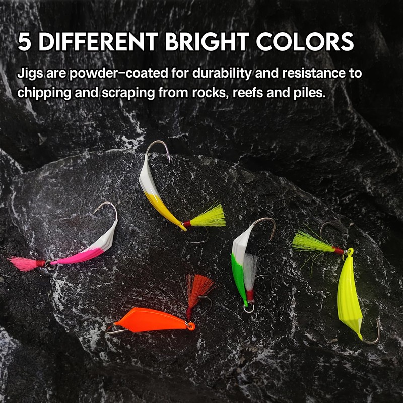 Eupheng 5PCS Pompano Jigs with Teaser Hooks, Surf Fishing Jig