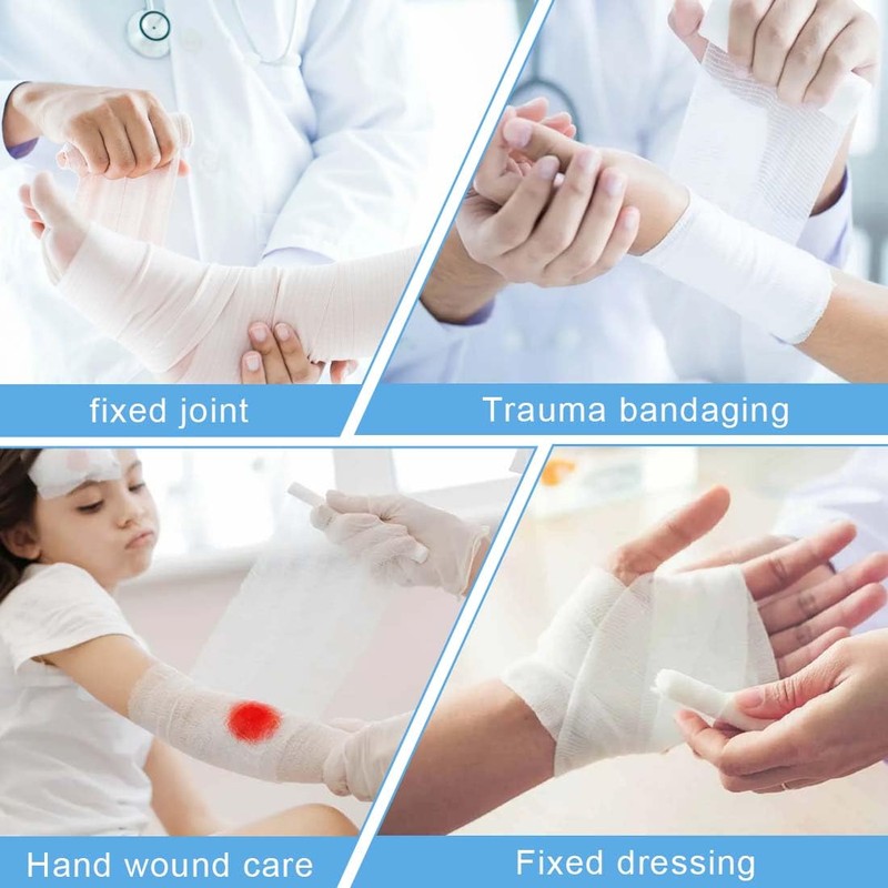 IKOPFLN Pack of 5 Elastic Gauze Bandages, Compression Bandages with