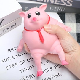 Pink Porky Splash Toy - Cute Pig Squeeze Toy for Stress Relief (5.5x5.5IN) - Novelty Animal Stress Toy for Kids and Adults - Splat Pig Sensory Fidget, Ideal for Autism