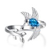 Hummingbird Leaf Ring for Women December Birthstone Zircon Blue Ring