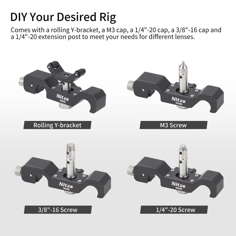 Nitze 15mm Universal Lens Support with Rolling Y-Bracket and 1/4”,