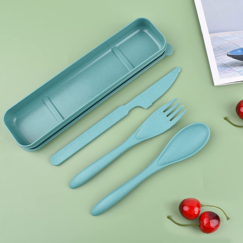 Portable Reusable Cutlery Set, Dark Cutlery with Round Rim, Tableware,