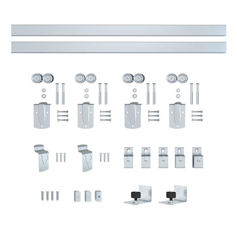 Exterior Barn Door Hardware Kit, BARNSMITH 8FT Sliding Barn Door