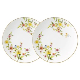 Narumi 52468-23400 Plate Plate Set, Lamage, 7.5 inches (19 cm), White, Floral, Cute, Stylish, Pair Plates, Flat Plates, Present, Gift Box Included