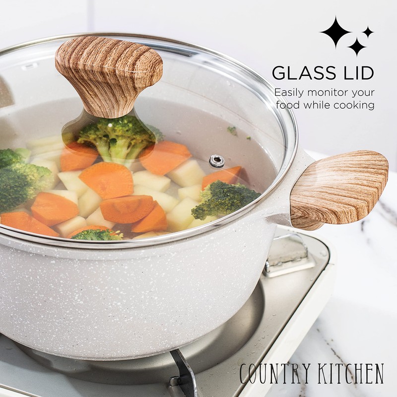 Country Kitchen Non-Stick Cast Aluminum Cookware Set - Durable Kitchen