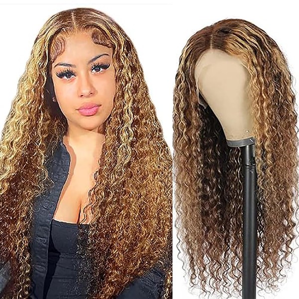 Hxxcoup Real Hair Wig for Women Wigs Brown T Part Wig 13 x 1 Lace Front Wig Human Hair Wig P427 Highlight Blonde Wig Human Hair Wigs Brazilian Remy Hair T Part with Baby Hair 24 Inches (61 cm)