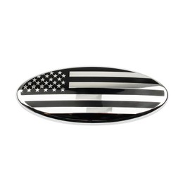 HIBEYO Universal Car American Flag Front Grill Tailgate Emblem Fits Ford Oval Boat Badge Emblem Sticker Name Plate 12.5 cm Silver