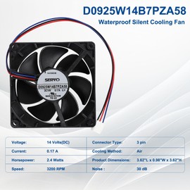 D0925W14B7PZA58 Cooling Fan 14V 0.17A W10799015B Waterproof Silent Cooling Fan, 3-Wire IP55 92X92X25mm