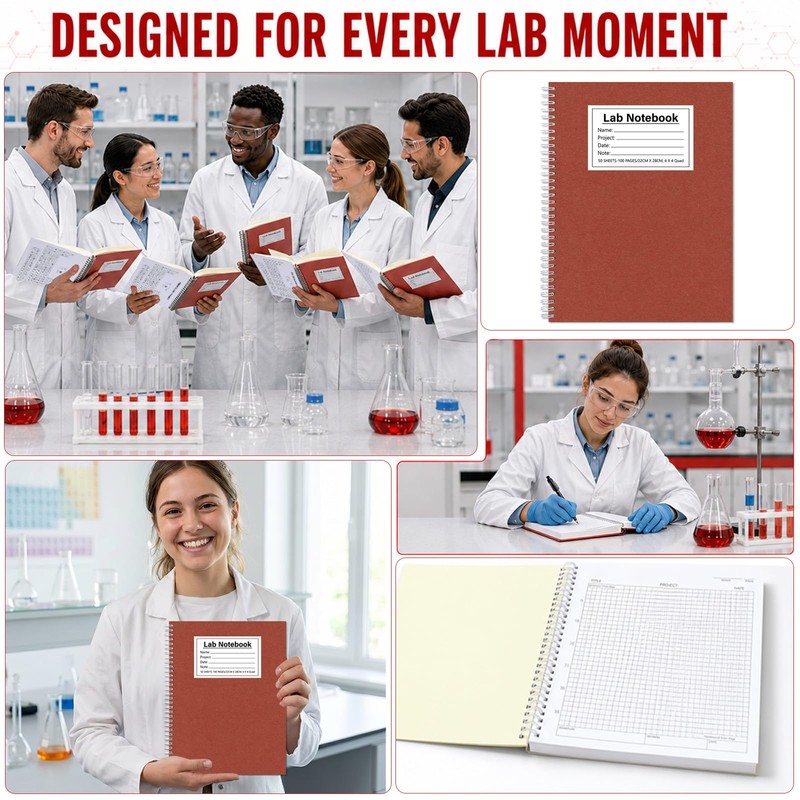 gisgfim 1 Pack Minimalist Carbonless Chemistry Lab Notebook 8.5x11 Inch