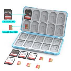 THELIFELICIOUS SD Card Storage Case for SD/TF Cards, Memory Card Case for 20 SDXC SDHC and 20 TF Cards