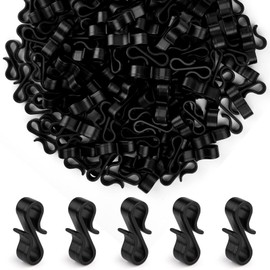 ELECLAND 150 Pcs Gutter Hooks for Outdoor Lights Christmas Hangers Plastic S Clips for Festival Decorations Outdoor, Christmas Lights Clips (Black)