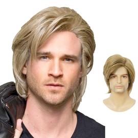 Siudus Blonde Short Wigs for Men Side Part Layered Natural Hair Wig Heat Resistant Synthetic Fibre Wig for Daily Use