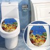 Shell Decoration Removable Toilet Seat Sticker Ocean Forest Sky Fish