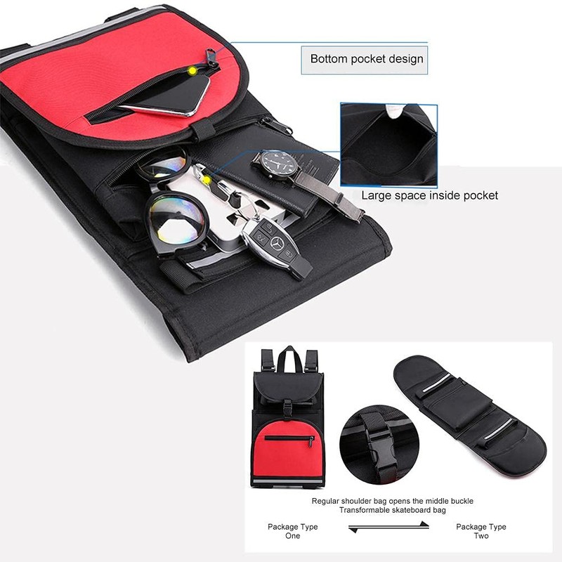 Elolicu Skateboard Backpack Bag, Foldable Carrier Travel Skateboard Bag Regular