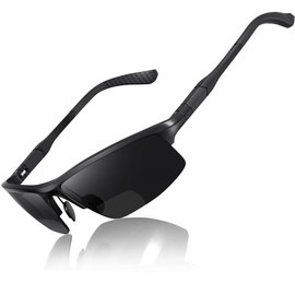 SKYOAK - anteojos de sol deportivas de lectura bifocales para hombre, con marco de aluminio de protección UV 400, bisagra de resorte, lectores de sol semi sin montura integrados, para conducir/correr,