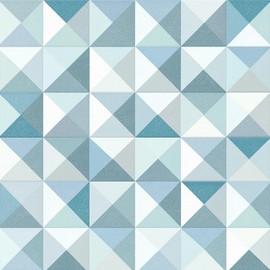 HOMETITUTE 10PCS 12x12 Inch Blue Geometric Peel and Stick Floor Tiles Removable Self Adhesive Vinyl Flooring Stickers for Bathroom Kitchen Office Home Decor