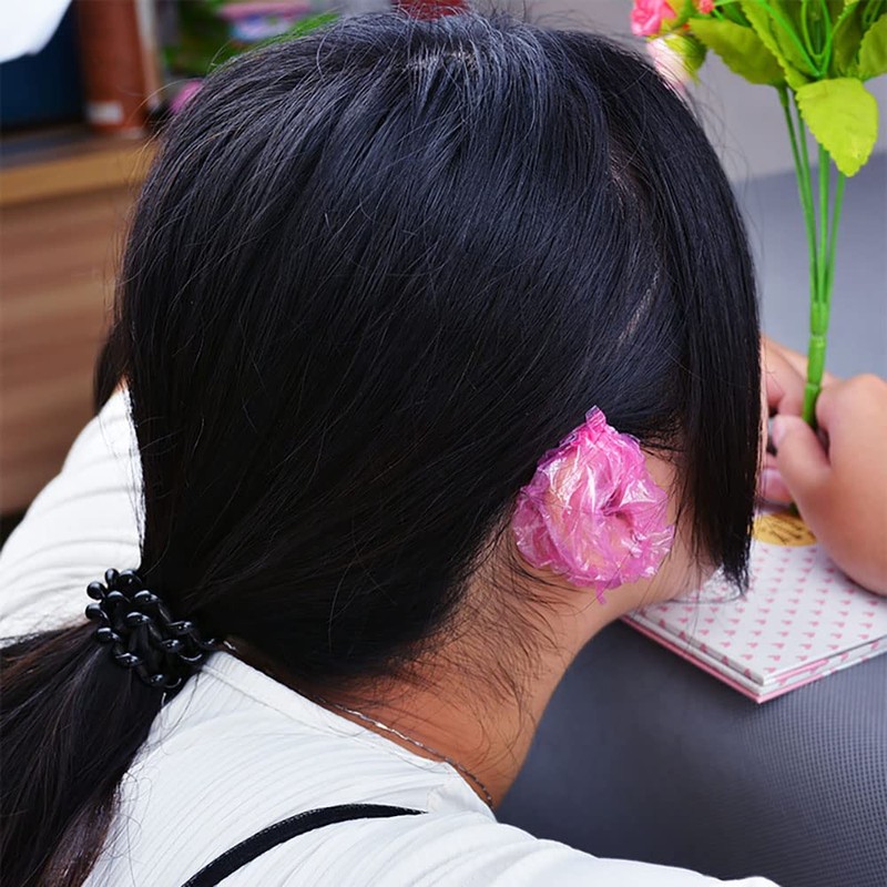 100 Pcs Disposable Ear Covers for Shower, Plastic Waterproof Ear