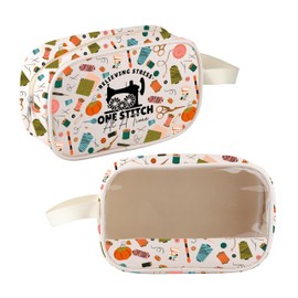 CMNIM Sewing Lover Gifts Sewing Clear Cosmetic Bag Relieving Stress One Stitch at a Time Sewing Gift for Quilter Tailor Pouch, 2578 Sewing Bag, Makeup Bag