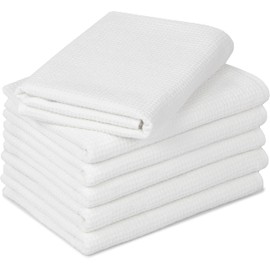 ZOLLNER Set of 6 White Waffle Pique Hand Towels 100% Cotton 50 x 70 cm