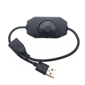 USB LED Button Dimmer DC 5V Band Brightness Adjust Switch Controller Plug for 5050 3528 2835 5 Volt Strip Lights (Black)