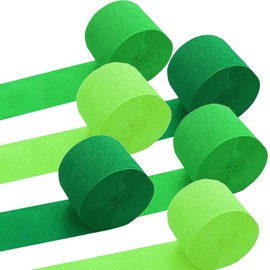 Green Crepe Paper 6 Rolls Green Streamers in 3 Colour（Light Green,Green,Dark Green） for Graduation Baby Shower Wedding Birthday Other Decorations 1.8 Inch x 82 Ft/Roll(4.5cmx25m/Roll)
