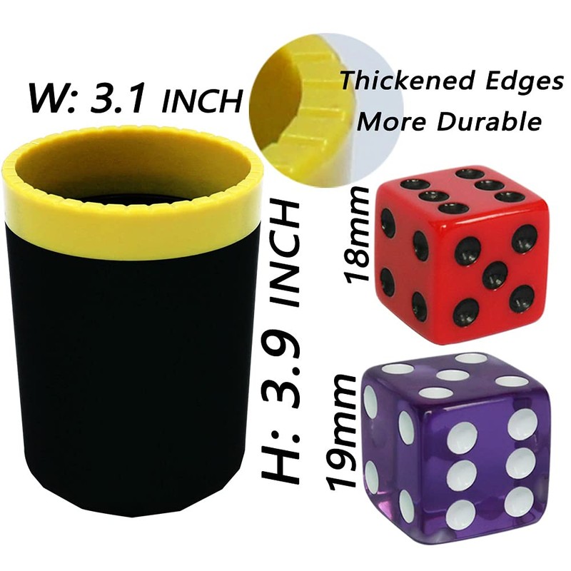 MEISHUNUK Dice Stacking Cup(Black) Set with 4 Pcs 19mm(Puple) and